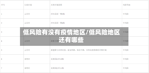低风险有没有疫情地区/低风险地区还有哪些